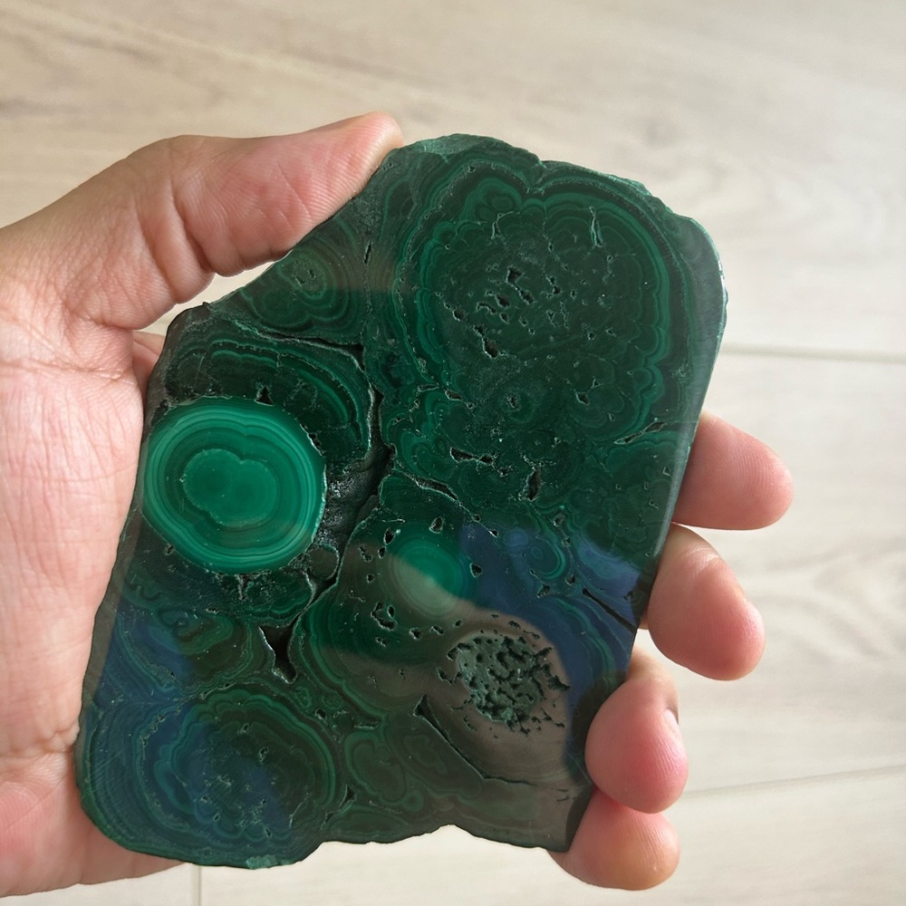 Semiprecious Green Malachite Slab Stone Specimen, 272g